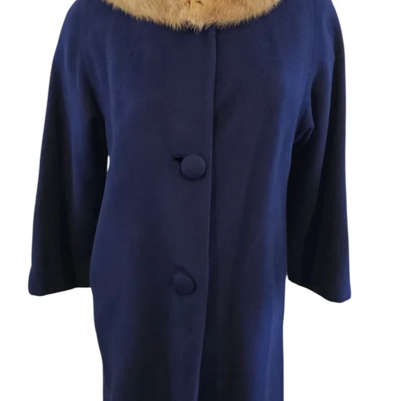 Vintage Cashmere Coat With Mink Collar Size M Union Made - Picture 15 of 15